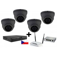 5MPx H265 kamerový IP POE set Zoneway - 4x dome kamera NC960, NVR 2104, router, POE switch 4 + 1 5MPx H265 kamerový IP POE set Zoneway - 4x dome kamera NC960, NVR 2104, router, POE switch 4 + 1