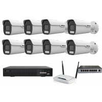 8MPx 4K ZOOM COLORVU kamerový IP POE set - 8x NC988, POE switch 8 + 1, NVR | ZONEWAY 8-NC988-3016